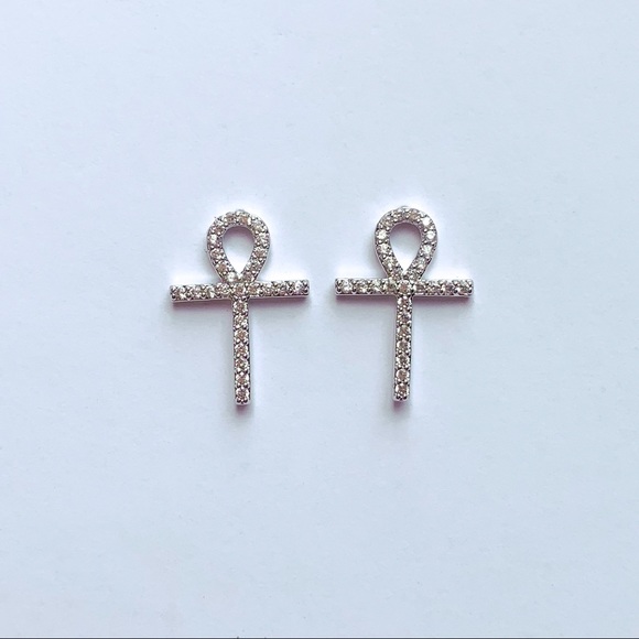 Jewelry - SILVER CRYSTAl EAR STUD EARRINGS CUBIC ZIRCONIA